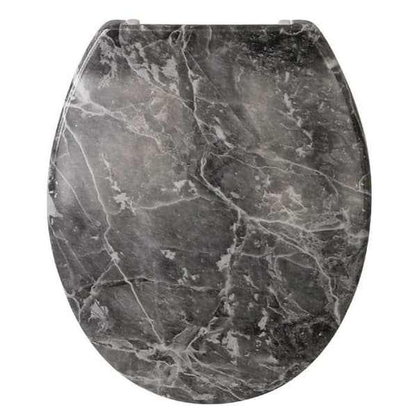 Toalettstolssits - Sanitop-Wingenroth - 40569 0 - Duroplast - Inox gångjärn - Grå