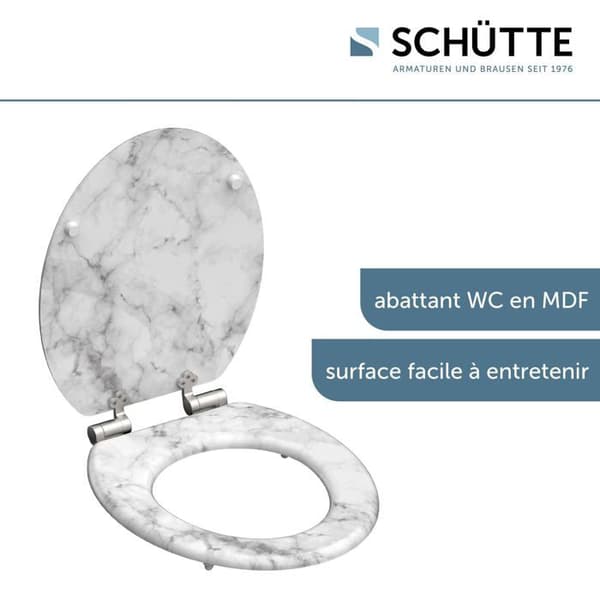 Wc - Schütte toaletter - 80194-A - SCHUTTE Marmor Stone MDF toalettsits med fallbroms Vit/grå