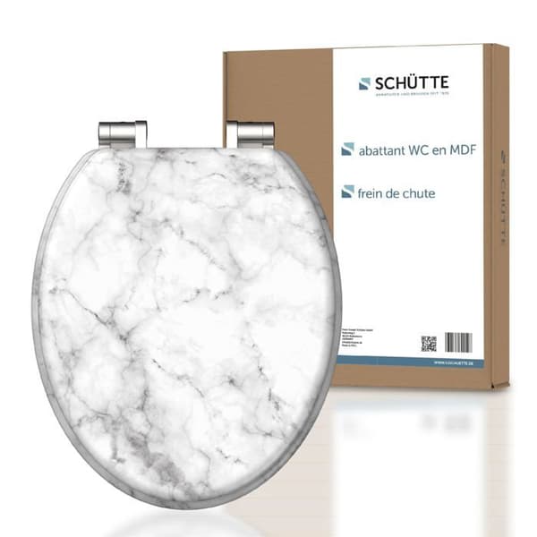 Wc - Schütte toaletter - 80194-A - SCHUTTE Marmor Stone MDF toalettsits med fallbroms Vit/grå