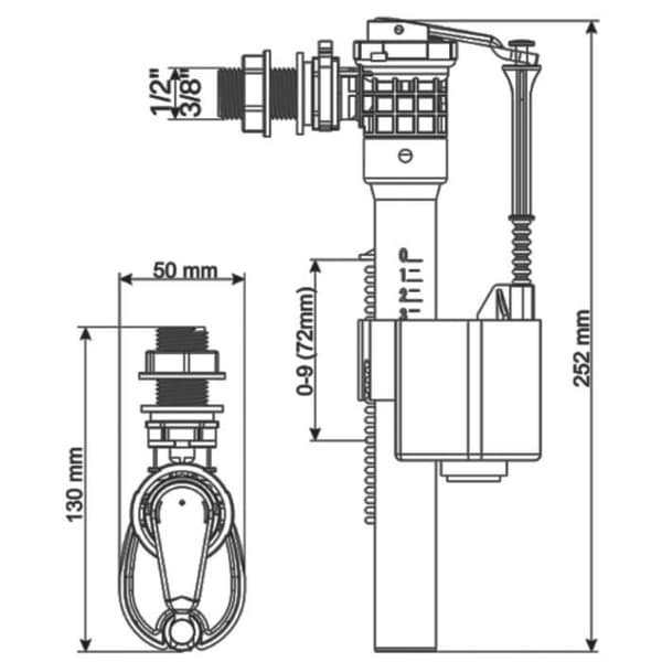 Ersättande toalettventilförsörjning Universal 1-2" 3-4" Inch BSP Water