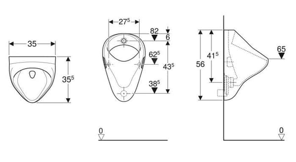 Geberit Urinoarer Urinal, bakre vattenanslutning, vit 502.895.00.1