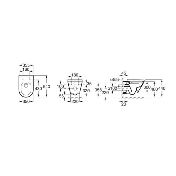 Cuvette WC utan spolkant The Gap - Roca - 44x35.5cm
