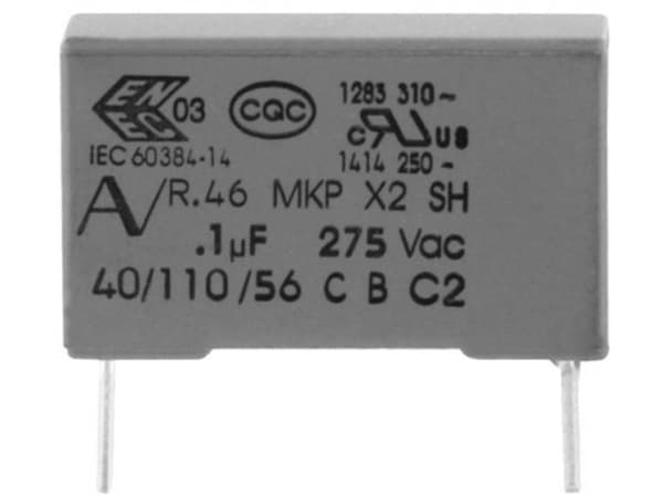 Kemet R46KR422000M1M+ 1 x MKP kondensator för brusreducering med radiell tråd 2,2 µF 275 V 20 % 27,5 mm (L x B x H) 32 x 14 x 28 mm