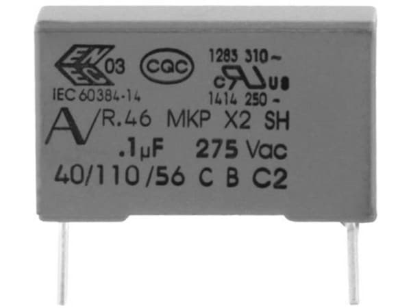 Kemet R46KR447000M1M+ 1 stk MKP-støjfjernerkondensator med radial tråd 4.7 µF 275 V 20 % 27.5 mm (L x B x H) 32 x 22 x 37 mm