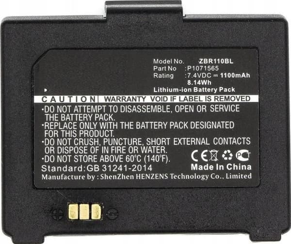 CoreParts - Skriverbatteri (tilsvarer: Zebra ZQ110, Zebra P1071566) - litiumion - 1100 mAh - 8.14 Wh - svart - for Zebra ZQ110