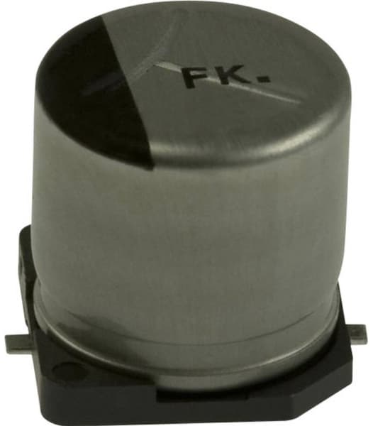 Panasonic EEEFK1V331AP, Fast kondensator, Aluminium, Overflate, Sylindriske, 500 stykker, Sort, Grå