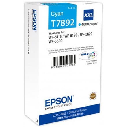 Cartus Cerneala Original Epson Cyan, T789240, pentru Workforce Pro WP-5110|51490|5620|5690, , (timbru verde 0.15 lei), "C13T789240"