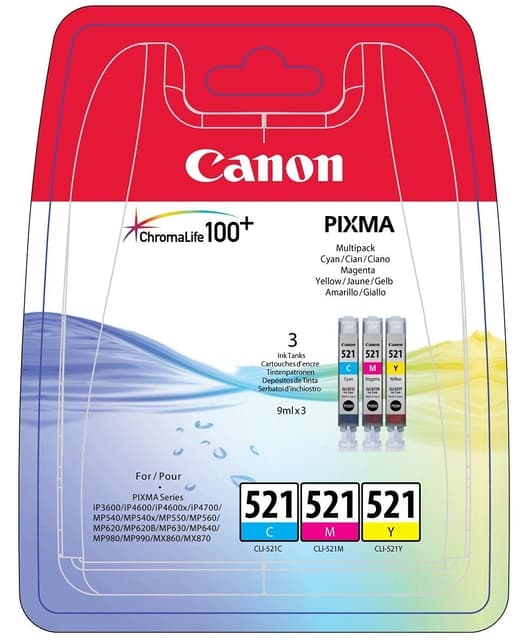 Canon CLI-521 C/M/Y ink cartridge, multipack