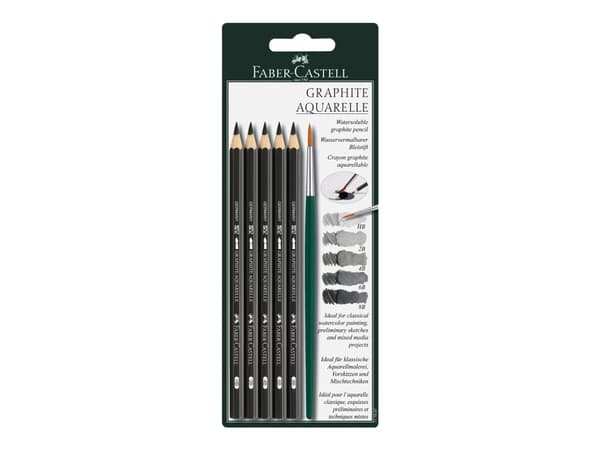 Faber-Castell GRAPHITE AQUARELLE - Blyant - grafitt - 2B, 4B, 6B, 8B, HB - 3.3 mm (en pakke 5)