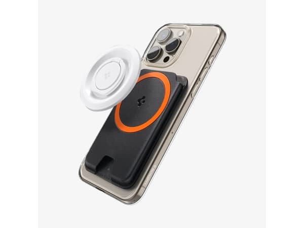 Spigen Valentinus, Kortholder, Sort, PU lær, Apple, MagSafe Device, 1 stykker