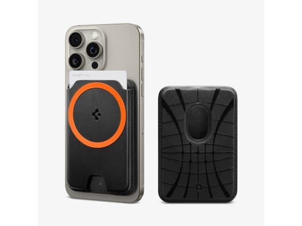 Spigen Valentinus, Kortholder, Sort, PU lær, Apple, MagSafe Device, 1 stykker
