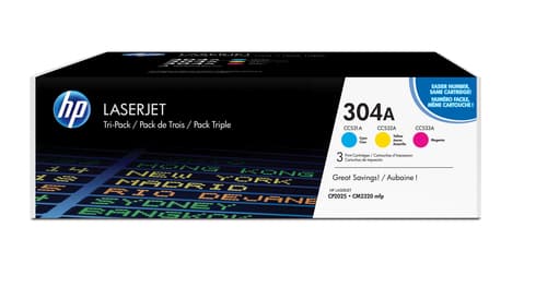 HP 304A Tri-pack - 3-pack - yellow, cyan, magenta - original - LaserJet - toner cartridge (CF372AM)