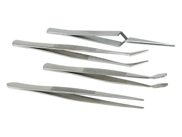 Pincett: Set med 4 PRECISION pincett i rostfritt stål, icke-magnetisk