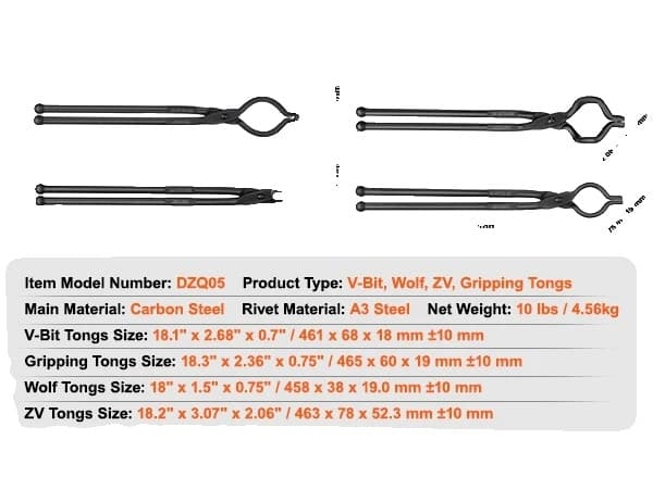 Smedtångsset, Kolstål, Mångsidig Design, Ergonomiskt Grepp,3PCs 4PCS