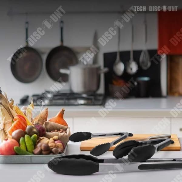 3 kökstänger i rostfritt stål professionell stort robust bröd grill silikonklämma matklämma rostfritt tillbehör