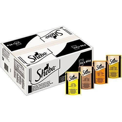 Sheba Mini Filets Påsar Fräschhet i Gelee Fågel Flervariationer för Katt 72 x 85 g - 366299