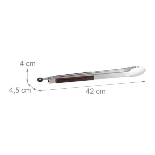 Relaxdays Rostfri Kökstång Rostfri Grilltång Grillkorv Sallad 38cm, Silver