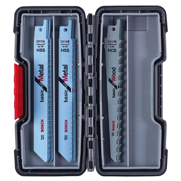 Bosch Professional Sapelin Sahanteräsarja Puu/metalli Basic Toughbox Hopeinen