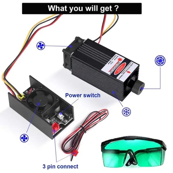 Lasermodul, 1000mw effekt, 450NM blå laser, 5500MW (5,5W)