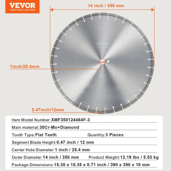 Diamantskæreskive, høj præcisionsskæring, universel pasform,350mm bølge