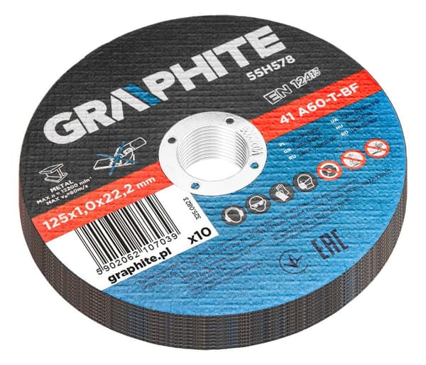 Metallkapskivor 125 x 1,0 x 22,2 mm, 41 A60-T-BF, 10 st folie
