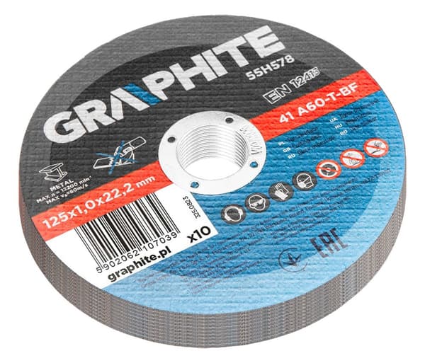 Metallkapskivor 125 x 1,0 x 22,2 mm, 41 A60-T-BF, 10 st folie