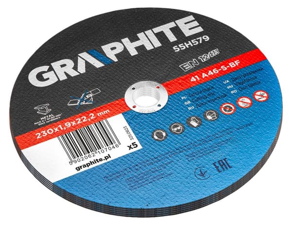 Metallkapskivor 230 x 1,9 x 22,2 mm, 41 A46-S-BF, 5 st folie