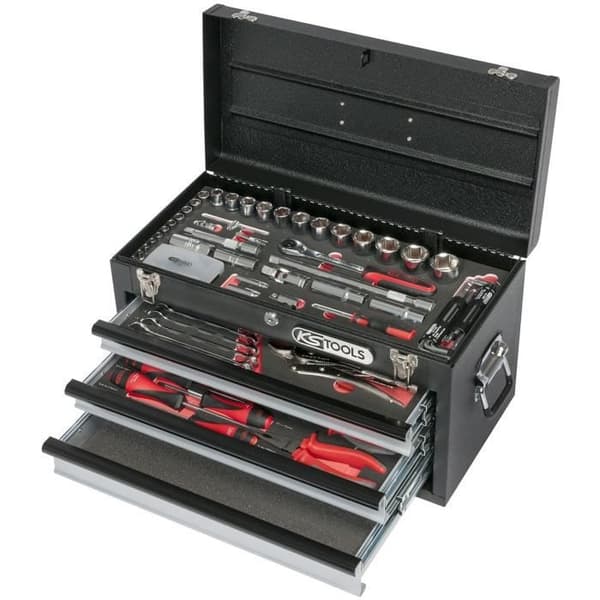 KS TOOLS ULTIMATE verktygslåda utrustad - 3 lådor och bricka - 114 st