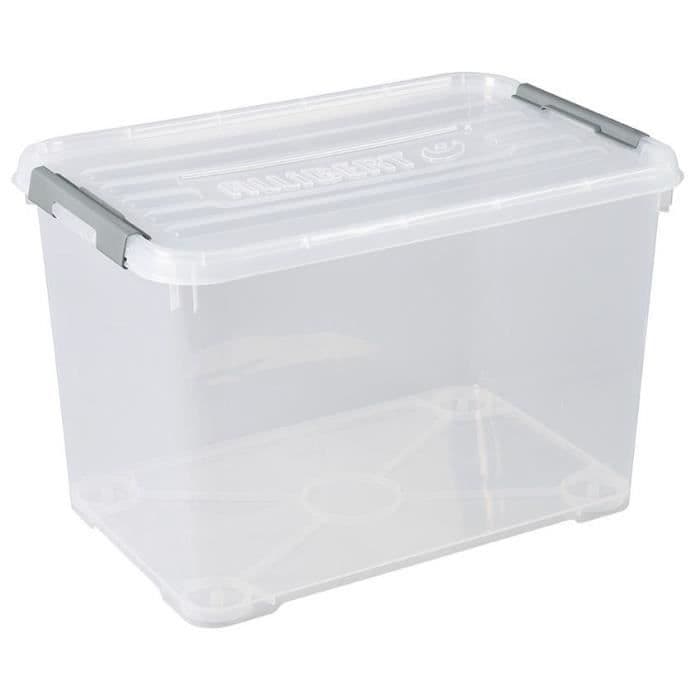 ALLIBERT Handy Plus förvaringsbox - Grå klipp - Genomskinligt lock - 65 L