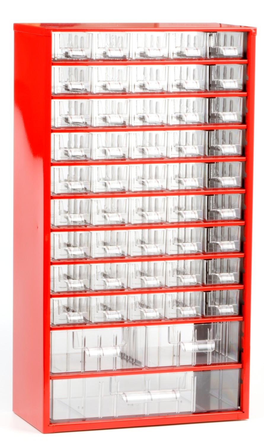 Sortimentskåp, organiserare, MAXI - 45XA, 2XB, 1XC - rött
