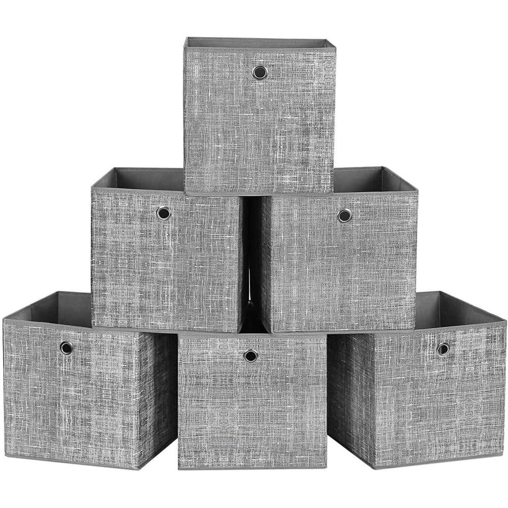 Rootz förvaringslådor - Set med 6 - Vikbara lådor - Non Woven - Organizer - Grå - 30 x 30 x 30 cm