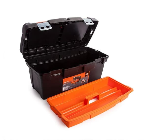 Plastværktøjskasse PTB60 600x305x295mm 37L metalliske låse