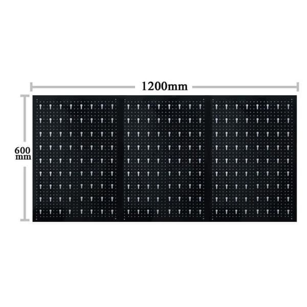 Väggpanel för verktygsförvaring - XMTECH - 120 x 60 cm - 3 paneler - 17 tillbehör - Röd och svart metall