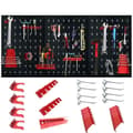 Miniatyrbild 1 av 4: Väggpanel för verktygsförvaring - XMTECH - 120 x 60 cm - 3 paneler - 17 tillbehör - Röd och svart metall