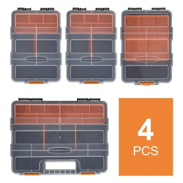 Rootz Tool Storage Box - Multifunktionell Verktygslåda - Sorteringslåda - Små delar - Förvaringsdelar - Orange/Svart - 28,7 x 22,5 x 5,5 cm