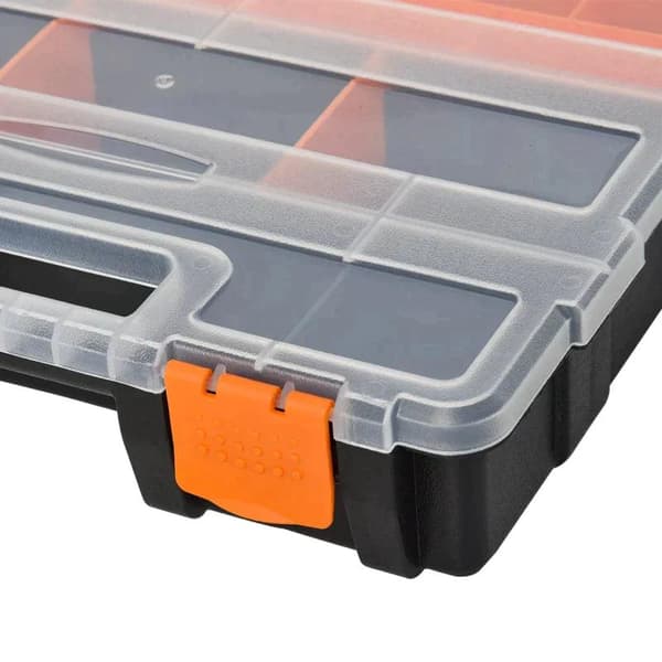 Rootz Tool Storage Box - Multifunktionell Verktygslåda - Sorteringslåda - Små delar - Förvaringsdelar - Orange/Svart - 28,7 x 22,5 x 5,5 cm