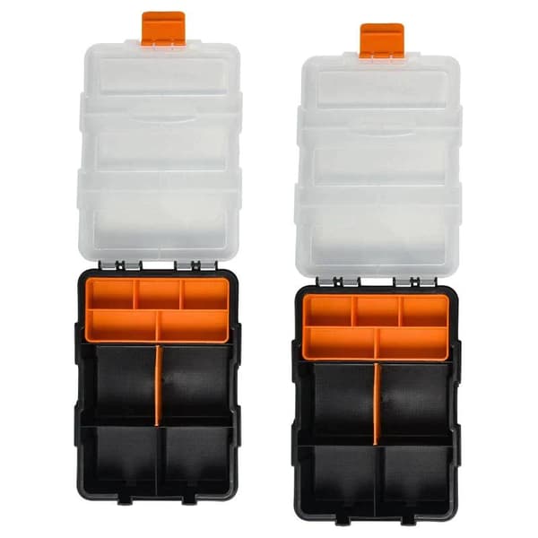 Rootz Tool Storage Box - Multifunktionell Verktygslåda - Sorteringslåda - Små delar - Förvaringsdelar - Orange/Svart - 28,7 x 22,5 x 5,5 cm