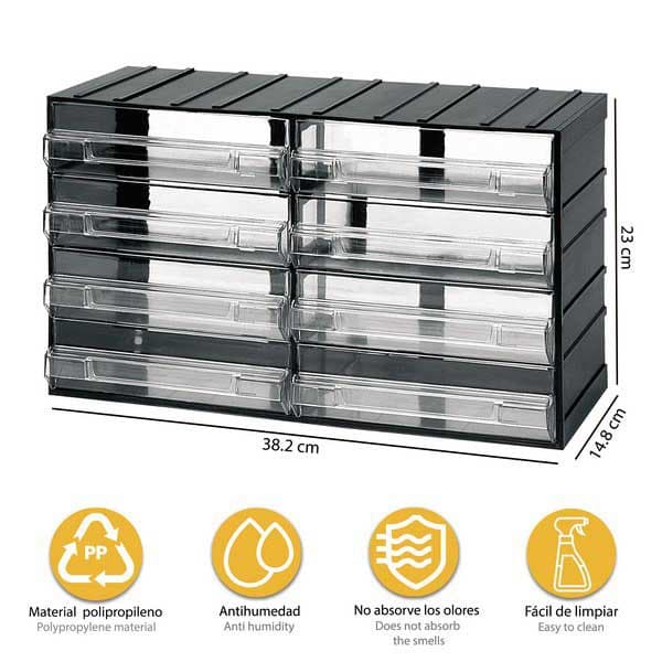 Artplast Kassettere Med 8 38.2x14.8x23 Cm 38.2x14.8x23 Cm Kommode Sort