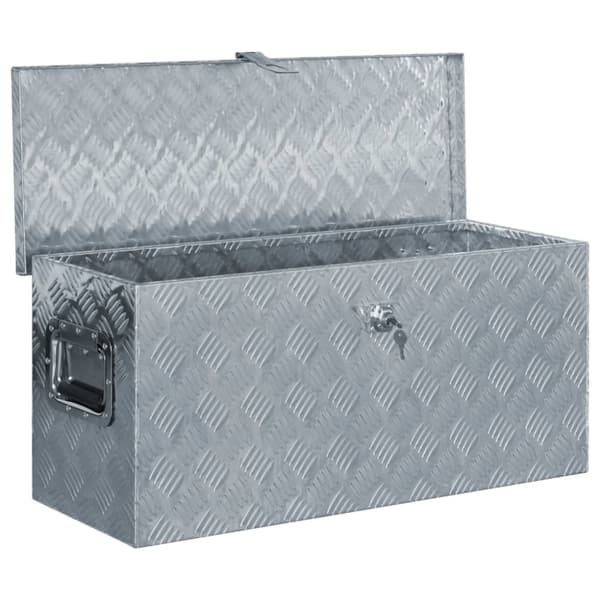 Förvaringslåda aluminium 80x30x35 cm silver