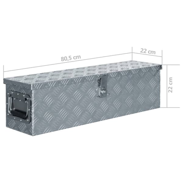 aluminiumskasse 80,5 x 22 x 22 cm sølvfarvet