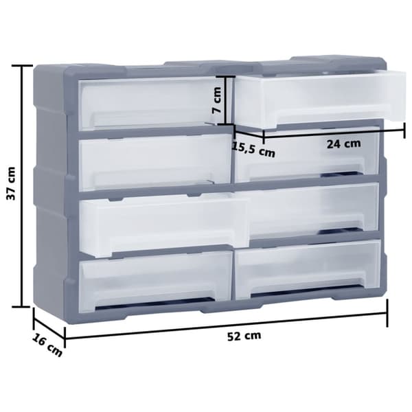 skuffereol med 8 store skuffer 52x16x37 cm