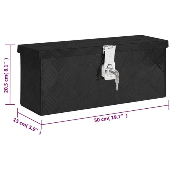 opbevaringskasse 50x15x20,5 cm aluminium sort