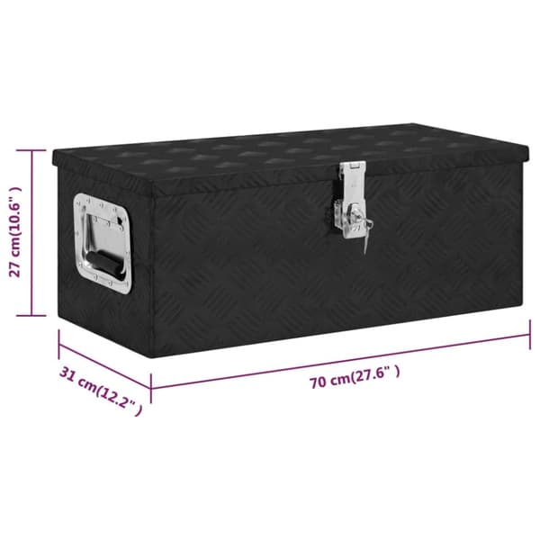 opbevaringskasse 70x31x27 cm aluminium sort