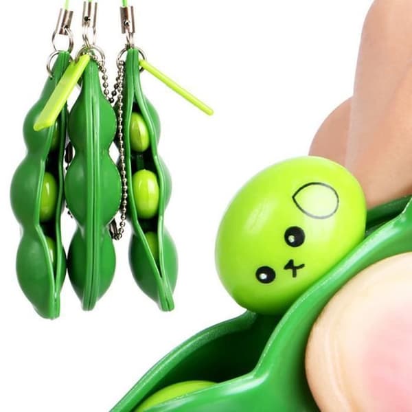 Anti-stress leksak - Fun Squeeze - Bönor - Grön färg - Blandat - 3 st