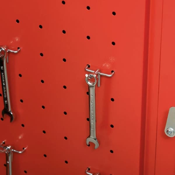 Rootz 2-i-1 Værktøjsvogn - Mobilvogn - Værktøjsskab - 3 skuffer - Værktøjstavle - Stålhus - Rød - 46L x 28W x 94H cm