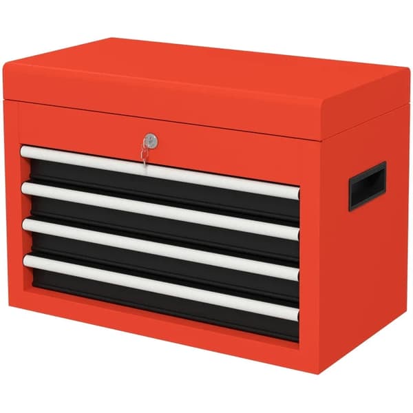 Rootz Verktygslåda - Verktygsvagn - Inklusive lås - 2 nycklar - Stål - Garage - Verkstäder - Lager - Röd -45 cm x 24,5 cm x 32,5 cm