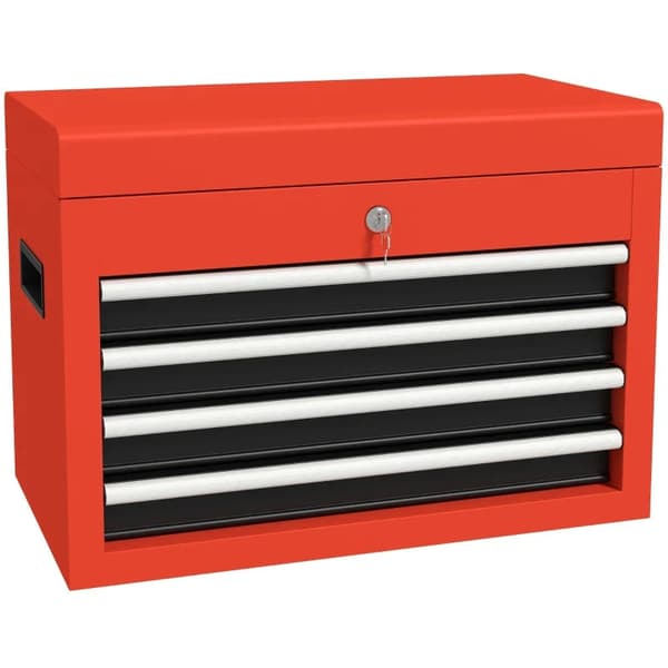 Rootz Verktygslåda - Verktygsvagn - Inklusive lås - 2 nycklar - Stål - Garage - Verkstäder - Lager - Röd -45 cm x 24,5 cm x 32,5 cm