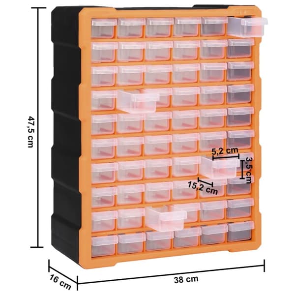 vidaXL skuffereol med 60 skuffer 38x16x47,5 cm -  Værktøjskasser