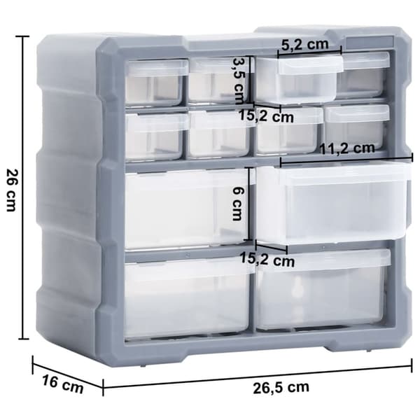 vidaXL skuffereoler med 12 skuffer 2 stk. 26,5x16x26 cm -  Værktøjskasser
