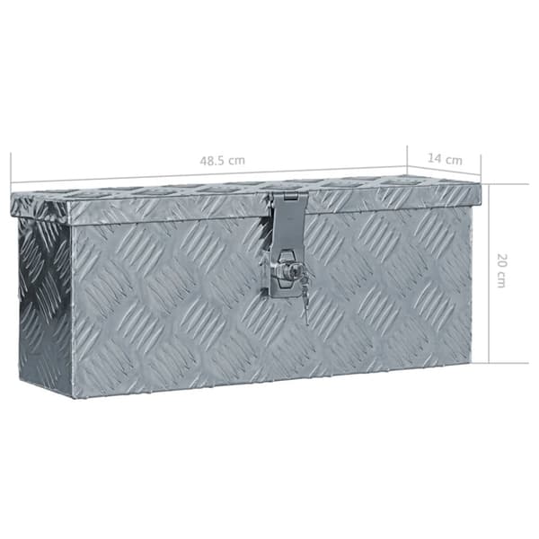 vidaXL aluminiumskasse 48,5 x 14 x 20 cm sølvfarvet -  Værktøjskasser